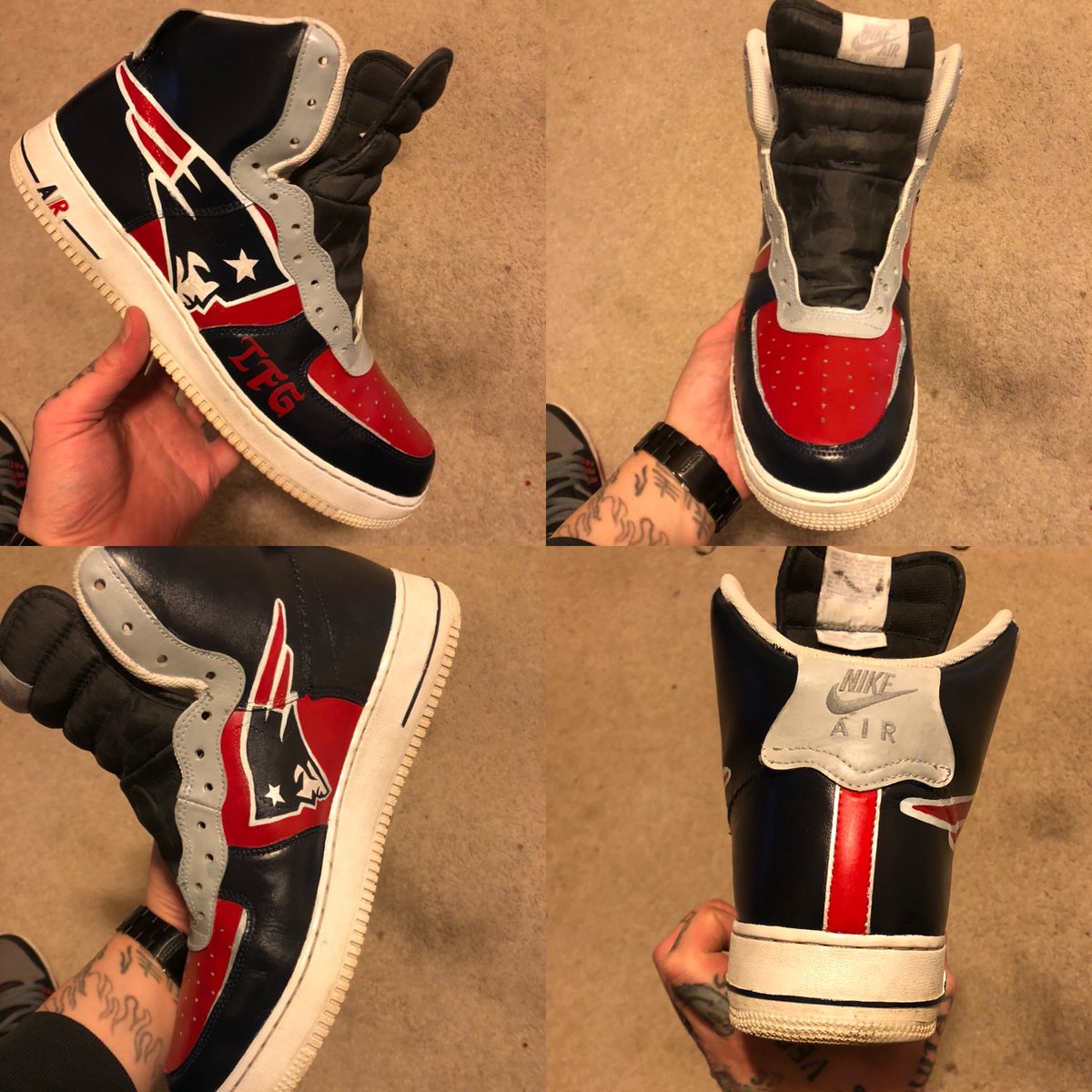 ShoeTat2's tweet photo. #customsneakers #sneakers #nike #af1 #af1high #airforceone #airforce1 #airforce1custom #shoes #customshoes #shoetat2 #tattooyourshoes #angelusdirect  #shoeart #sneakerart #roc #rochester #rochesterny #rochesterartist #patriots #patsnation #newenglandpatriots #lfg https://t.co/TbwPVp1N6z