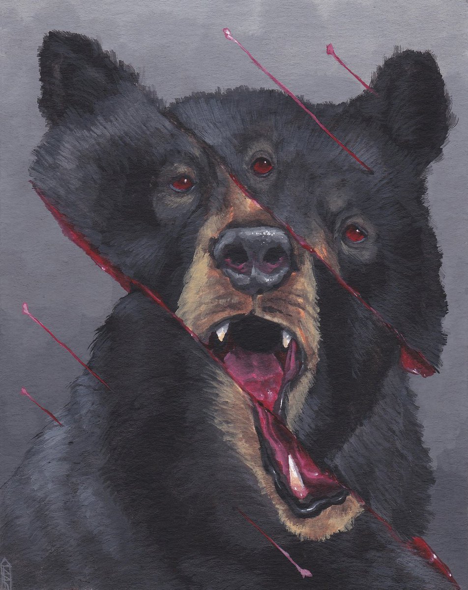 sloppjockey's tweet photo. slabbear and slabalan // gouache on paper 4x5 inches 2017 \\ https://t.co/GZ43T0bZEw