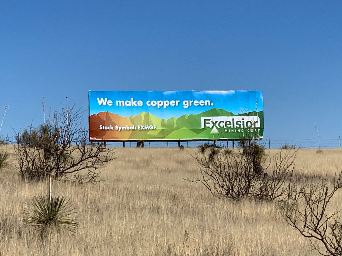copper_gunnison's tweet photo. If you are traveling along the I-10, you cannot miss our new billboard. It sits on the highest piece of ground right in the middle of the Gunnison #Copper Project. 
#Arizona #EXMGF #Wemakecoppergreen https://t.co/PLlDZR0JQd