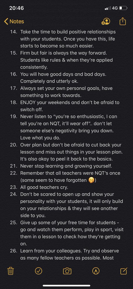 MissMJPE's tweet photo. Slightly apprehensive to share, but I wrote this just after finishing my NQT year..

“40 things I learnt in my NQT year” and three years in, I still stand by them now!

All are my own opinions and come from my personal experiences. I’m hoping this helps someone somewhere 🤓📝 https://t.co/ZwHH0xj98f