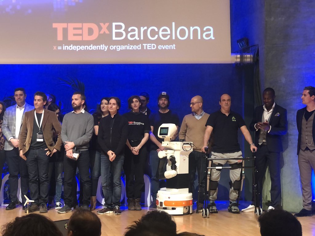 josepmariafont's tweet photo. It has been a big pleasure to participate today at the @TEDxBarcelona event sharing our experience in the design of exoskeletons to restore walking of spinal cord injured people. Big thanks to our pilot and friend Ivan Camps! @AbleHumanMotion @la_UPC @ETSEIB_UPC @biomecUPC 👨‍🦽🦿🚶‍♂️ https://t.co/QNJaAcs4PQ