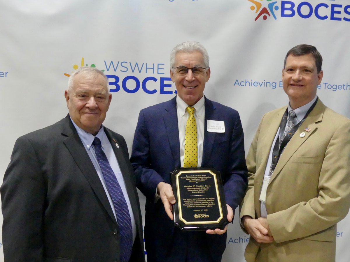 WSWHEBOCES's tweet photo. #2020LegislativeBreakfast was @qufsd Superintendent Dr. Huntley's last one before is upcoming retirement. BOE President John Rieger and @WSWHEBOCES_DS James Dexter recognized him for his service to @WSWHEBOCES https://t.co/QSt5KQmOvf