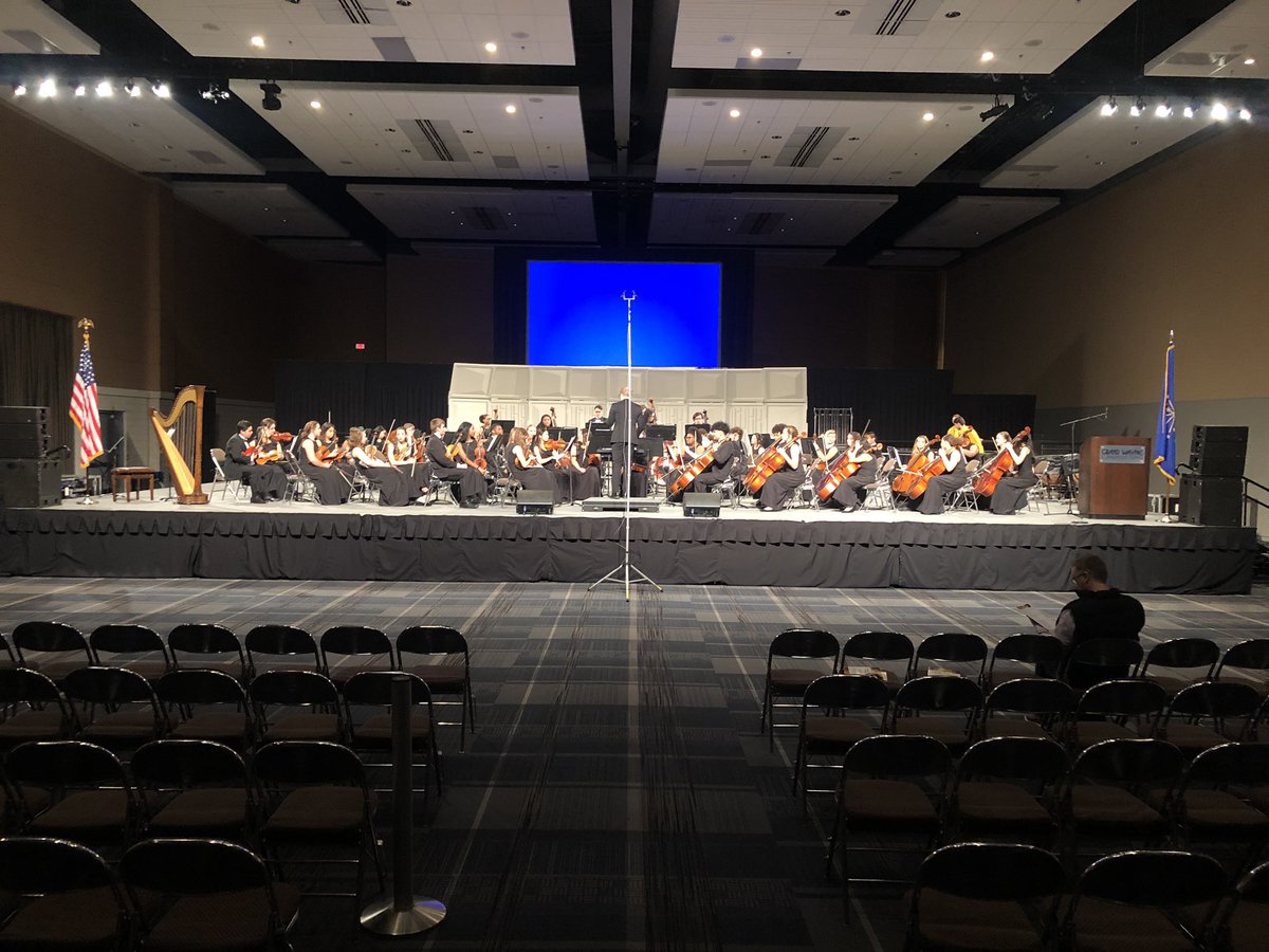 WC Symphony Orchestra is warming up for performance at the <a href="/INMusiced/">IN Music Ed Assn</a> Professional Development Conference