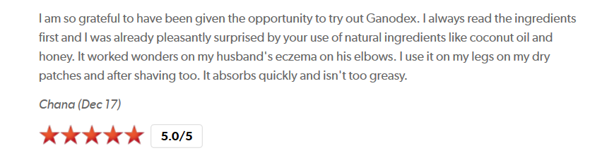 ganodex's tweet photo. Lovely when Ganodex can help BOTH people in a couple. See review below. Another 5 out of 5 star review. 😎😀
 #psoriasis #dermatology #eczema https://t.co/OmaqkhZ5RZ