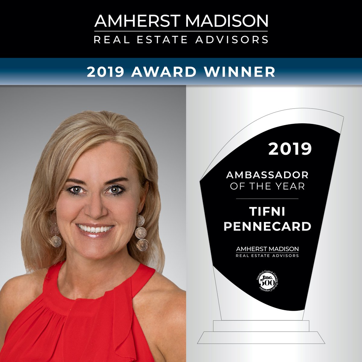 Highlighting our 2019 Award Winners we are starting off with Tifni Pennecard! She won "Ambassador of the Year"

"One of the biggest reasons I love AM is what is behind the AM name, The WHY, I am at AM to be a better person, citizen in this community, and overall outlook on life."