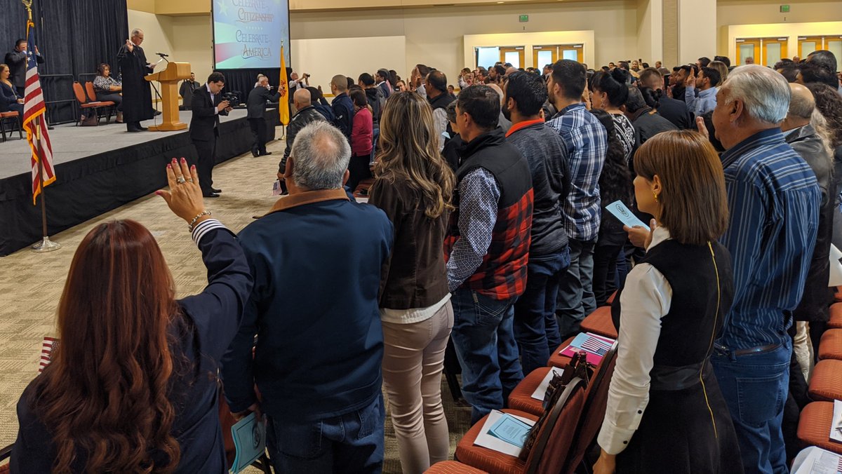 dacclerk's tweet photo. Voter Registration Agents with the Doña Ana County Clerk's Office were present today for an Immigration and Naturalization Ceremony for 149 individuals from 21 countries, to register to vote. #DACelections #DACvotes https://t.co/7Daj1KHMq8