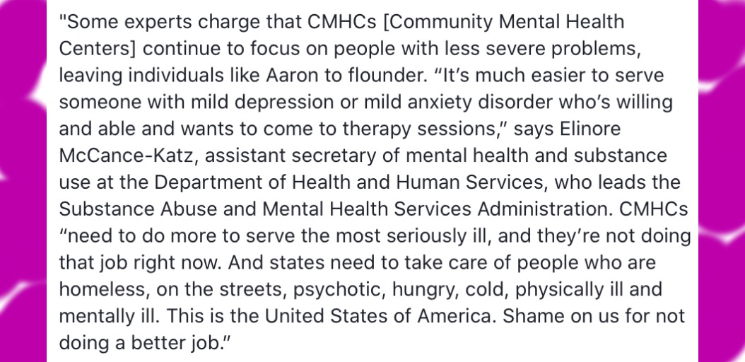 Spot on <a href="/DrMcCance_Katz/">Dr. Elinore F. McCance-Katz</a> ! @TreatmentAdvCtr @JohnSnookTAC <a href="/washingtonpost/">The Washington Post</a> #schizophrenia