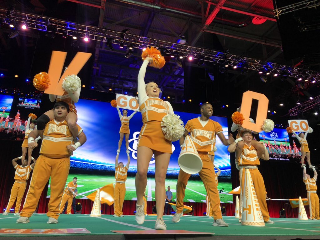 UCAupdates's tweet photo. Good Ole Rocky Top! RT to vote for @TennesseeCheer as your #UCAGameDay Fan Favorite! #UCAnationals https://t.co/HuCAwUiEP0