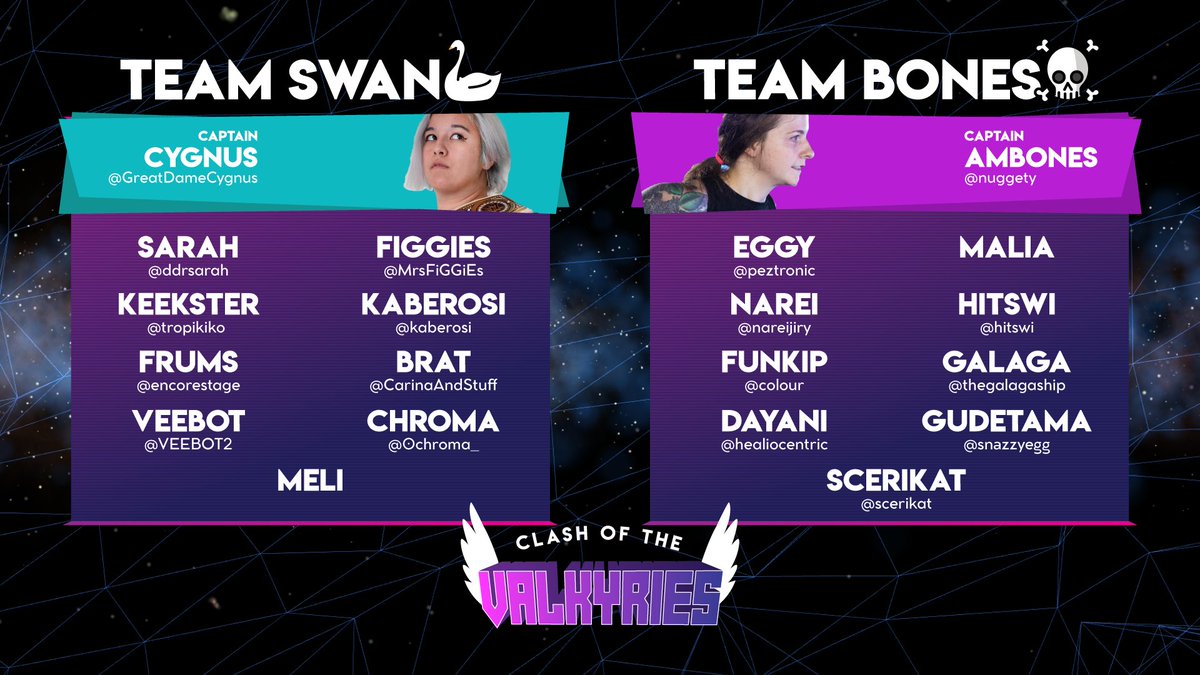 FSTakeover's tweet photo. Team Swan and Team Bones will square off TOMORROW and we could not be more pumped for it!! Here's a sneak peek at the song packs we have planned for round 1 👀 https://t.co/ulvyBJwAMp