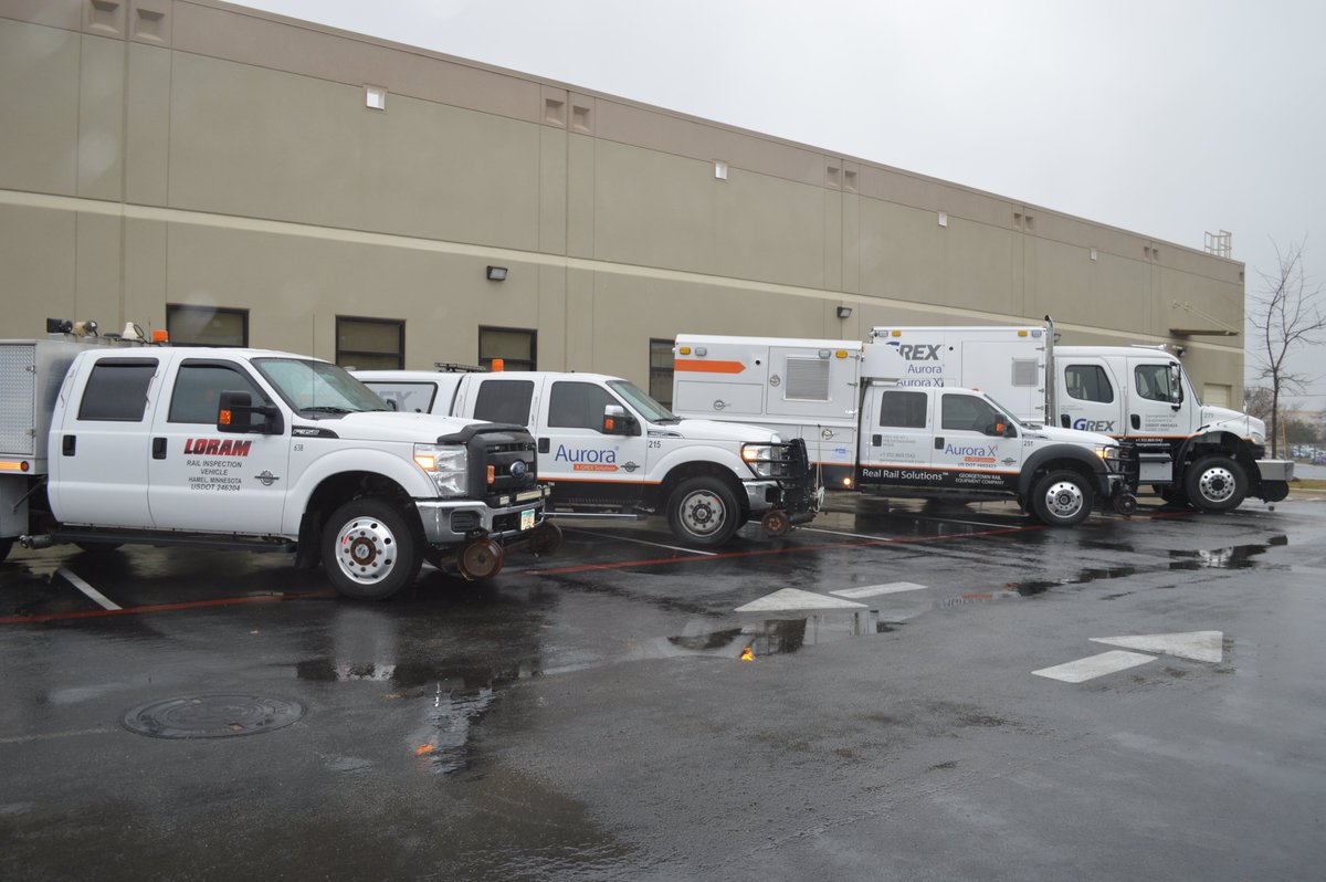 Loram_Tech's tweet photo. We hosted a Technology Forum with our partners Hyground and @LoramInc today to discuss next generation inspection technologies. We got some nice shots of the Loram family's tie/track inspection equipment and geotechnical service vehicle. #inspectiontechnology https://t.co/GgGXwAFmRh