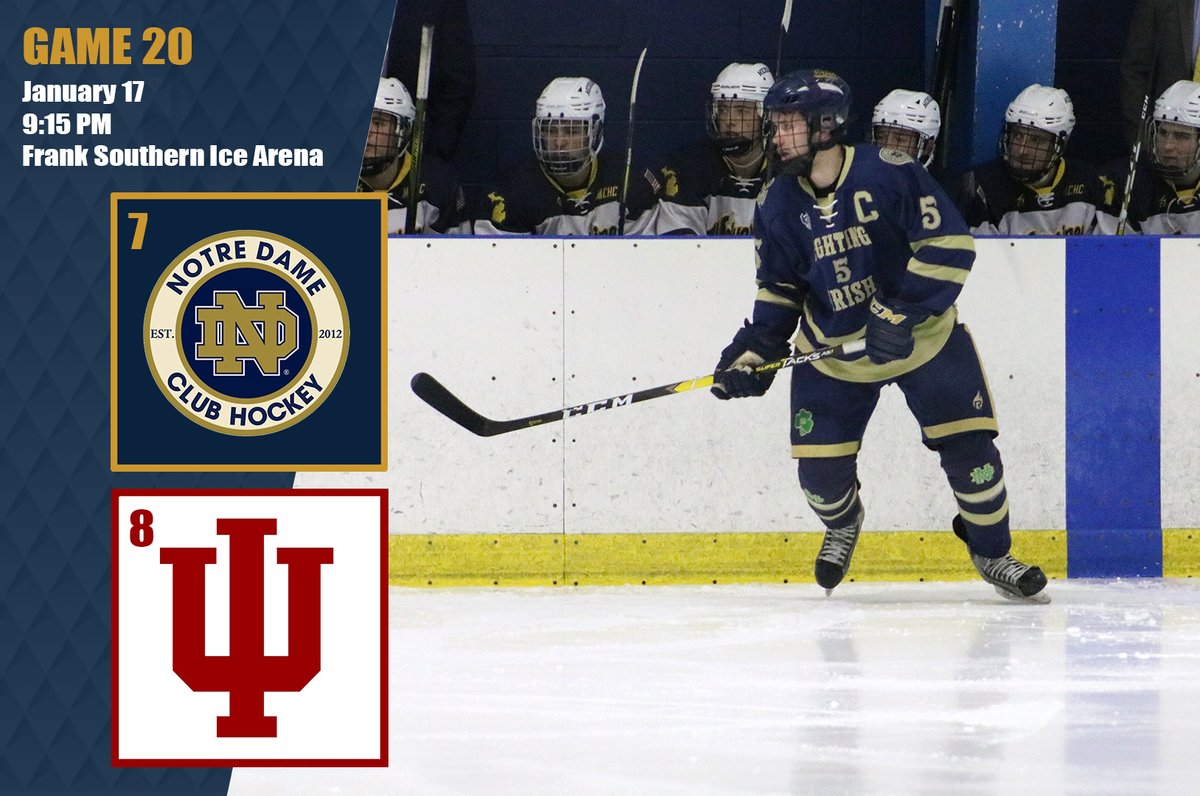 IT'S GAMEDAY! 🍀

The Irish take a little trip down to Bloomington, IN for a in-state battle with #8 <a href="/Hockey_Indiana/">Division 3 Hockey at Indiana</a> . 

#GoIrish