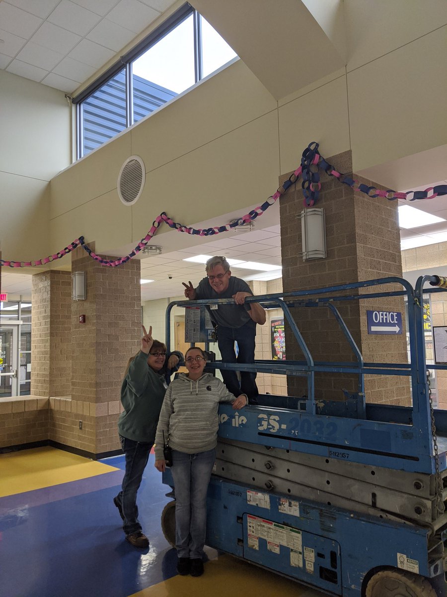 MiddleWinfield's tweet image. This great group helped hang our chain of strengths, each student's personal strengths are represented in our cafeteria!