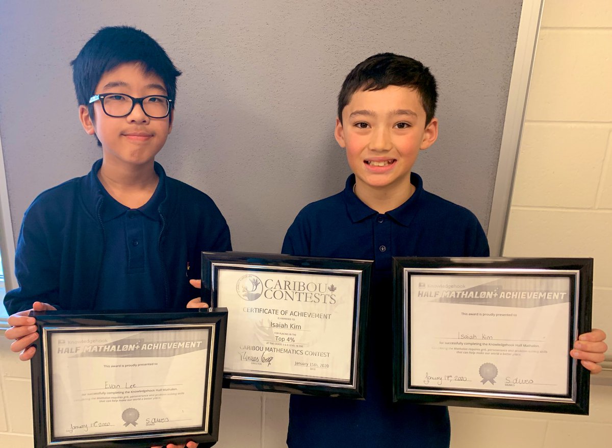 Ms_SAlves's tweet photo. Congratulations to these two mathematicians for accepting and completing these amazing math challenges! We are so proud of you! #halfmathalon #knowledgehook #cariboumath https://t.co/3P14q98fGD