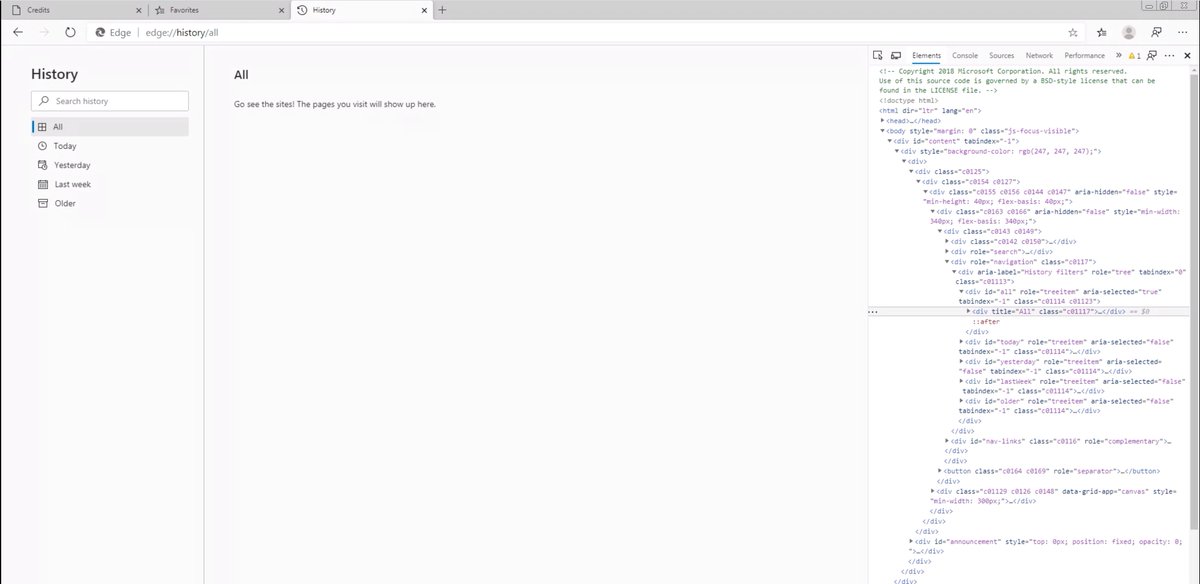oleg008's tweet image. JSS made it into the @MicrosoftEdge. I mean a browser vendor uses it to build it's UI: favorites, history etc. what else?
I mean how cool is that, something I built with JS made it into the browser 😀
Also, a browser vendor uses CSS-in-JS, isn't that ironic?