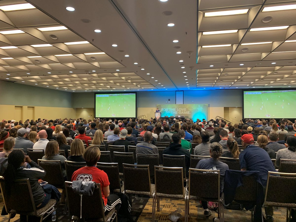 UnitedCoaches's tweet photo. It was a crowded room for Jill Ellis Discussing the Road from Canada 2015 to France 2019. Some great insight from the 2x World Cup Champion coach! #BMORE20 https://t.co/eHC2lFNC5U