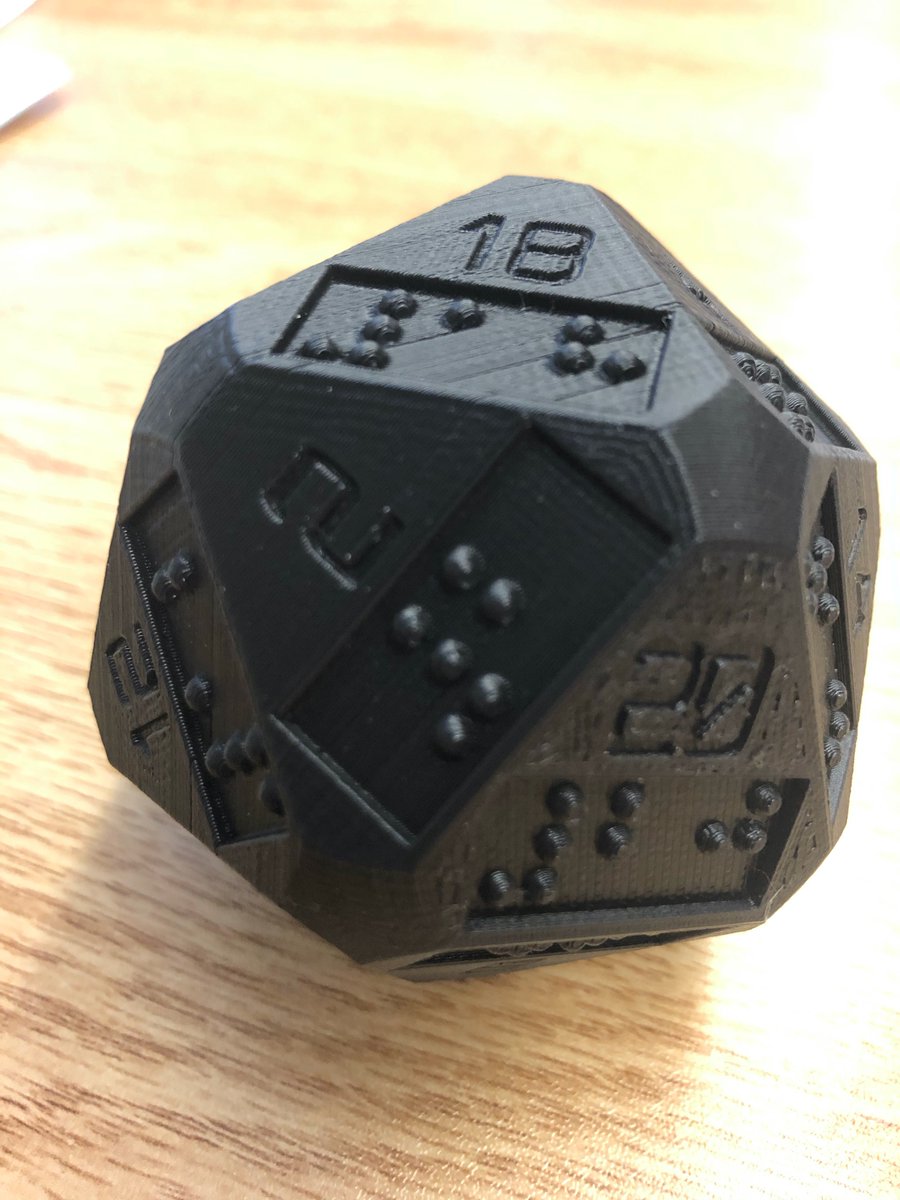 "It's the 21st Century, kiddo. There's always a way."

Huge thx to the <a href="/visiontvdsb/">Vision Resource</a> team at <a href="/KnollwoodPark1/">Knollwood Park P.S.</a> for 3D printing this accessible 20-sided die for one very happy Dungeon Master at @UniversityHeig1. It's stunning!  You guys can join our <a href="/Wizards_DnD/">Dungeons & Dragons</a> party anytime. 🧙‍♂️🐲🗺️