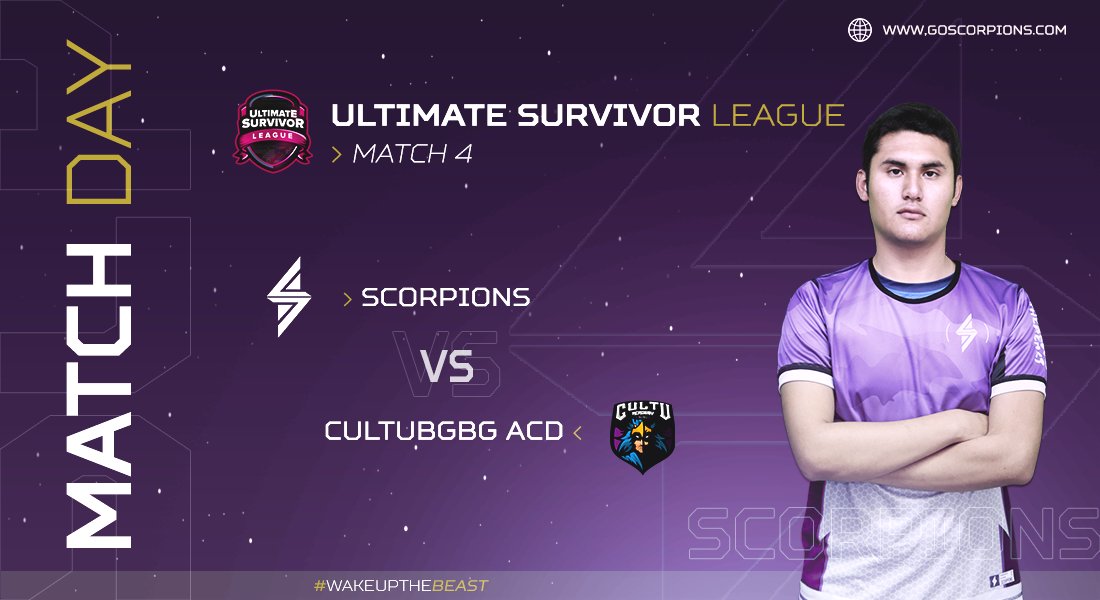 🦂| #MatchDay
🗡️| <a href="/USurvivorL/">Ultimate Survivor League</a>
⌚| 9:00 🇵🇪

El día de hoy nos estaremos enfrentando a @CultuAcademy por la cuarta fecha de la #USL. 

¿Lograremos salir victoriosos? 🦂

#WakeUpTheBeast