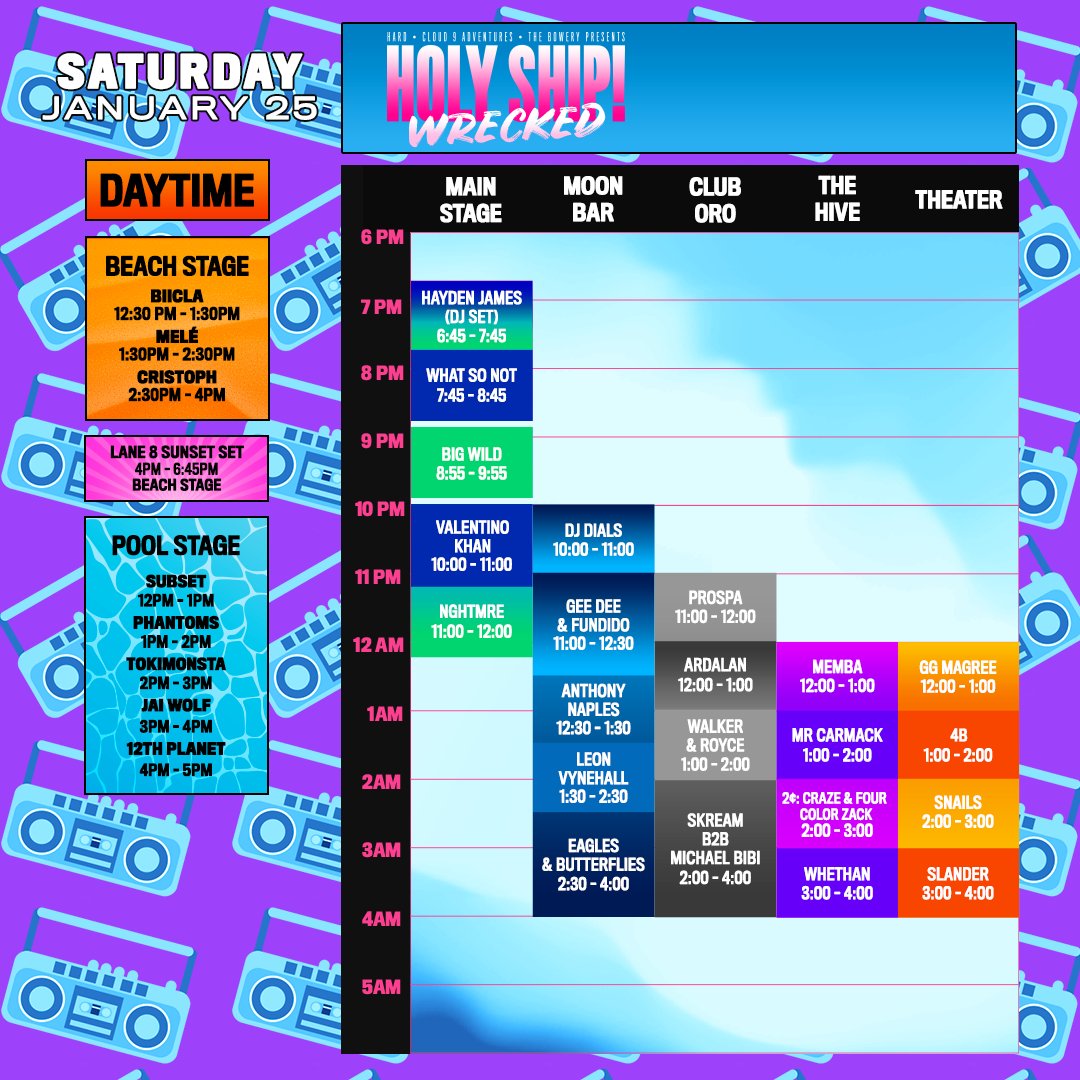 Holy Ship schedule for Friday