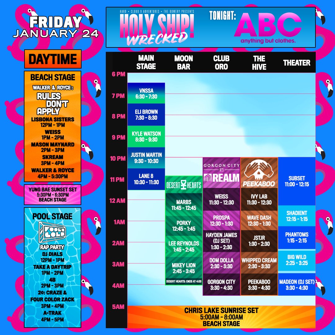 Holy Ship schedule for Friday