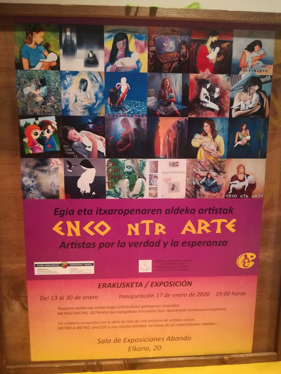 Eljoventopo's tweet photo. El arte y la lucha por las maternidades robadas en #Bilbao. Ha sido un acto emotivo, bonito, pero con una importante carga reivindicativa. Maternidades robadas, infancia robadas y vendidas. Mila esker por la invitación! #BebesRobados #AVIDNA https://t.co/jSX1pv8qdG