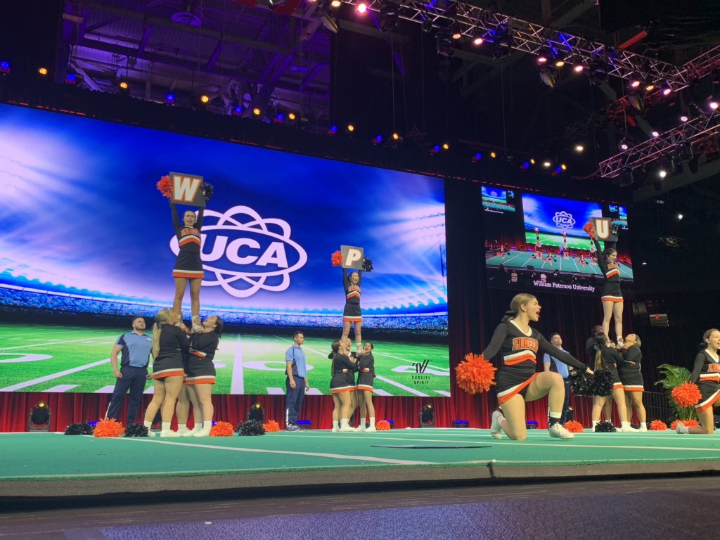 We are ALL on our feet in Arena South for Open ALL Girl Game Day Finals! #UCAnationals 💁‍♀️💙💛