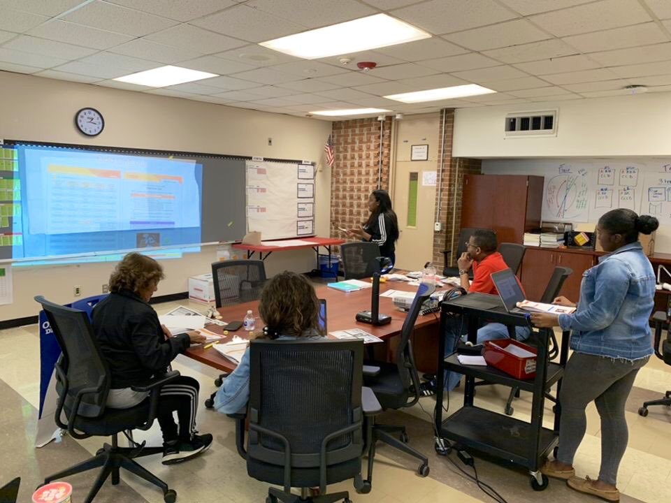 GrissomHISD's tweet photo. Our excellent 3rd-5th math & 1st-5th reading teachers are leading the work! Both contents are planning how to utilize exemplar strategies effectively on high impact review days! #oneteam #verticalPD #highimpactTEKS ๐ https://t.co/xwkDW0rYd7