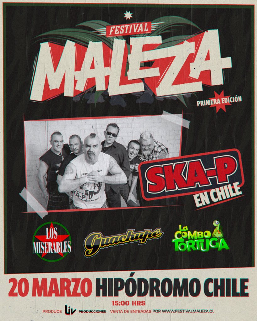 skapoficial's tweet photo. SANTIAGO DE CHILE 
20 DE MARZO 2.020
Recinto: Hipódromo Chile
Dirección del Recinto: Av Hipodromo Chile 1715

Venta de entradas: https://t.co/eU5wMFVSih

 Artistas que acompañan:
 Los Miserables
 La Combo Tortuga
 Guachupé

 #Skap https://t.co/ZH323OSCL0