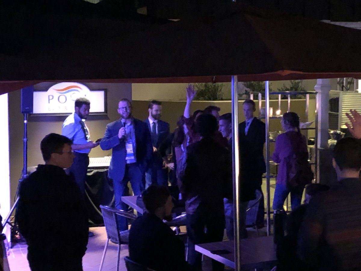 NAMMYP President Jeremy McQueary opens up the speed networking session on the Hilton pool deck.