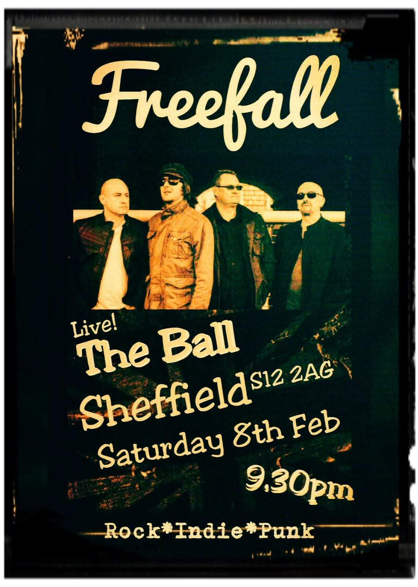 Freefa11Band's tweet photo. Saturday 8th February
9.30pm Start 👍
#sheffieldissuper #socialsheff #SheffieldMusic #Freefall https://t.co/zT4AwiH9Cj