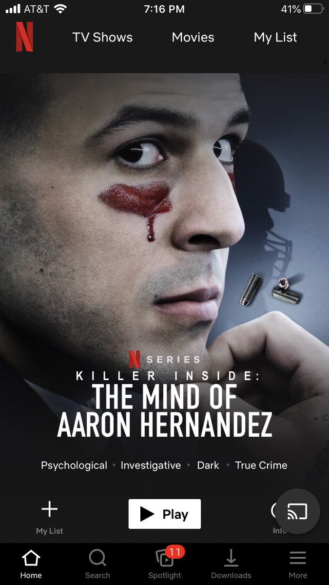 BrettWinter10's tweet photo. If you have Netflix, this Aaron Hernandez documentary is a must watch. I started the first of 3 parts this morning & watched the entire thing. #NFLconcussions https://t.co/BpcBQGp23f