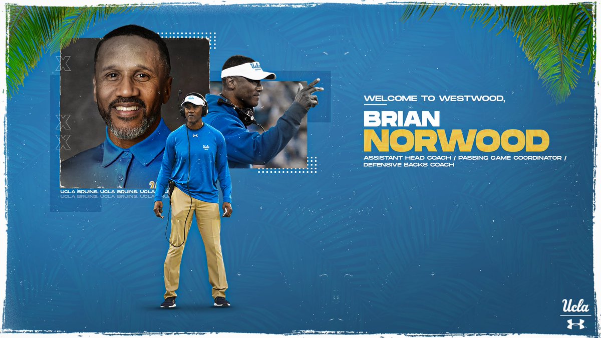 Thrilled to welcome @brian_ohana5 to UCLA!
Coach Norwood brings 30 years of coaching experience to our staff.
https://ucla.in/2FYZv4Jย
#GoBruins