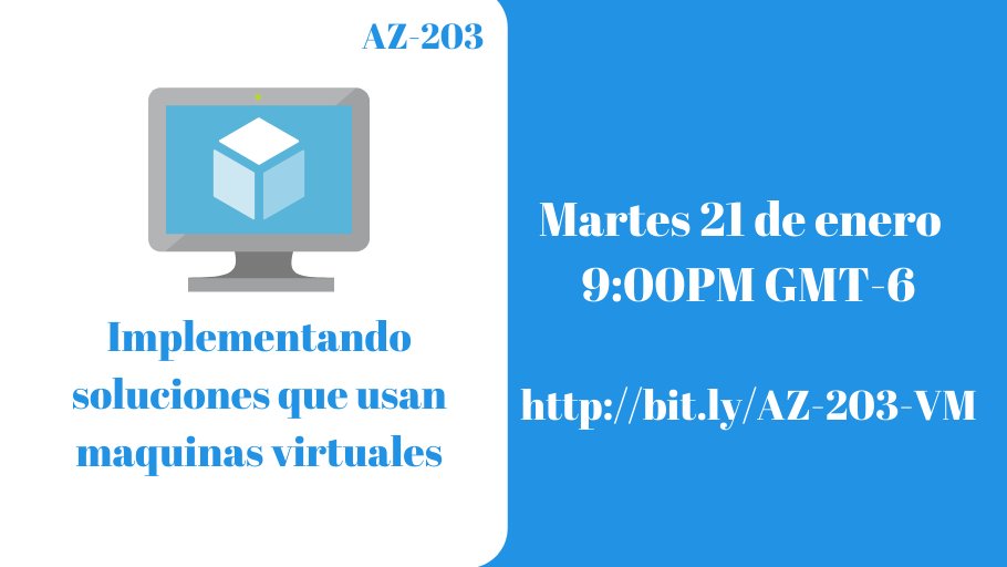 En conjunto con <a href="/darkicebeam/">Luis Beltran</a>  y <a href="/DarryDev/">Alex Gonzalez 🇲🇽🌯</a>  comenzaremos una serie de sesiones en línea gratuitas sobre el examen de certificación AZ-203 - Developing Solutions for Microsoft Azure. Este es el registro para la primera sesión bit.ly/AZ-203-VM