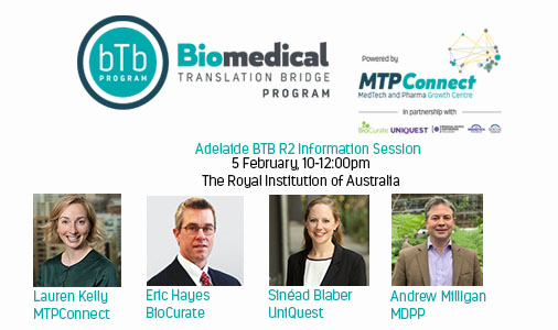 MTPConnect (@mtpconnect_aus) on Twitter photo Here's the speakers of our 2nd R2 #BiomedicalTranslationBridge Info Session in Adelaide on 5 Feb at The Royal Institution of Australia! Join #MTPConnect's <a href="/LaurenEveKelly_/">Lauren Eve Kelly</a> <a href="/BioCurate/">BioCurate</a> Eric Hayes @UniQuestUQ Sinéad Blaber & <a href="/mdpprogram/">Medical Device Partnering Program</a>'s <a href="/Dr_A_Milligan/">Andrew Milligan</a> eventbrite.com.au/e/adelaide-bio… Here's the speakers of our 2nd R2 #BiomedicalTranslationBridge Info Session in Adelaide on 5 Feb at The Royal Institution of Australia! Join #MTPConnect's <a href="/LaurenEveKelly_/">Lauren Eve Kelly</a> <a href="/BioCurate/">BioCurate</a> Eric Hayes @UniQuestUQ Sinéad Blaber & <a href="/mdpprogram/">Medical Device Partnering Program</a>'s <a href="/Dr_A_Milligan/">Andrew Milligan</a> eventbrite.com.au/e/adelaide-bio…