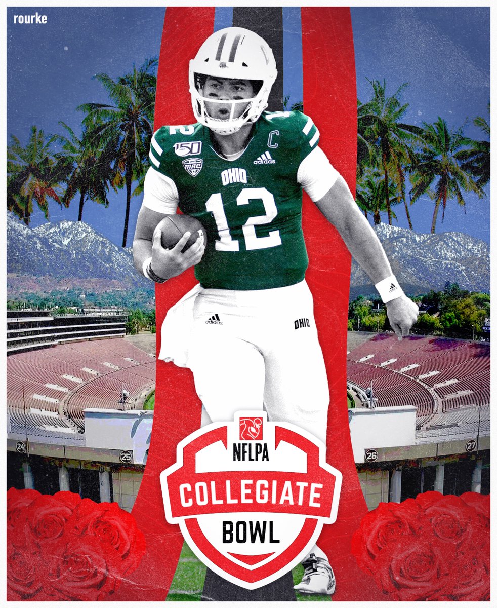 OhioFootball's tweet photo. Rourke meets the Rose Bowl! 🌹😼🏈🇨🇦

Air Canada will put his talents on display this evening at the @NFLPABowl!

🕖 7 p.m. ET
📍 Pasadena, Calif.
🏟 Rose Bowl
📺 @NFLNetwork
📰 Read more ➡️ https://t.co/VaxSQOyl3v

#BleedGreen https://t.co/vo33awS8W1