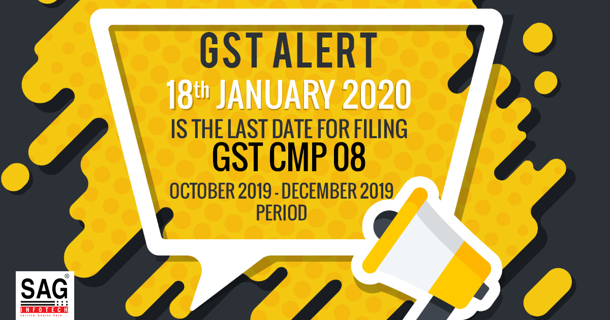 SagInfoTech's tweet photo. Hurry Up! Today is the last date to file CMP 08.
Get the complete information: https://t.co/iFeQBJymZW
#cmp08 #cmp08form #gst #return #returnfiling https://t.co/z8vDNIJvhi