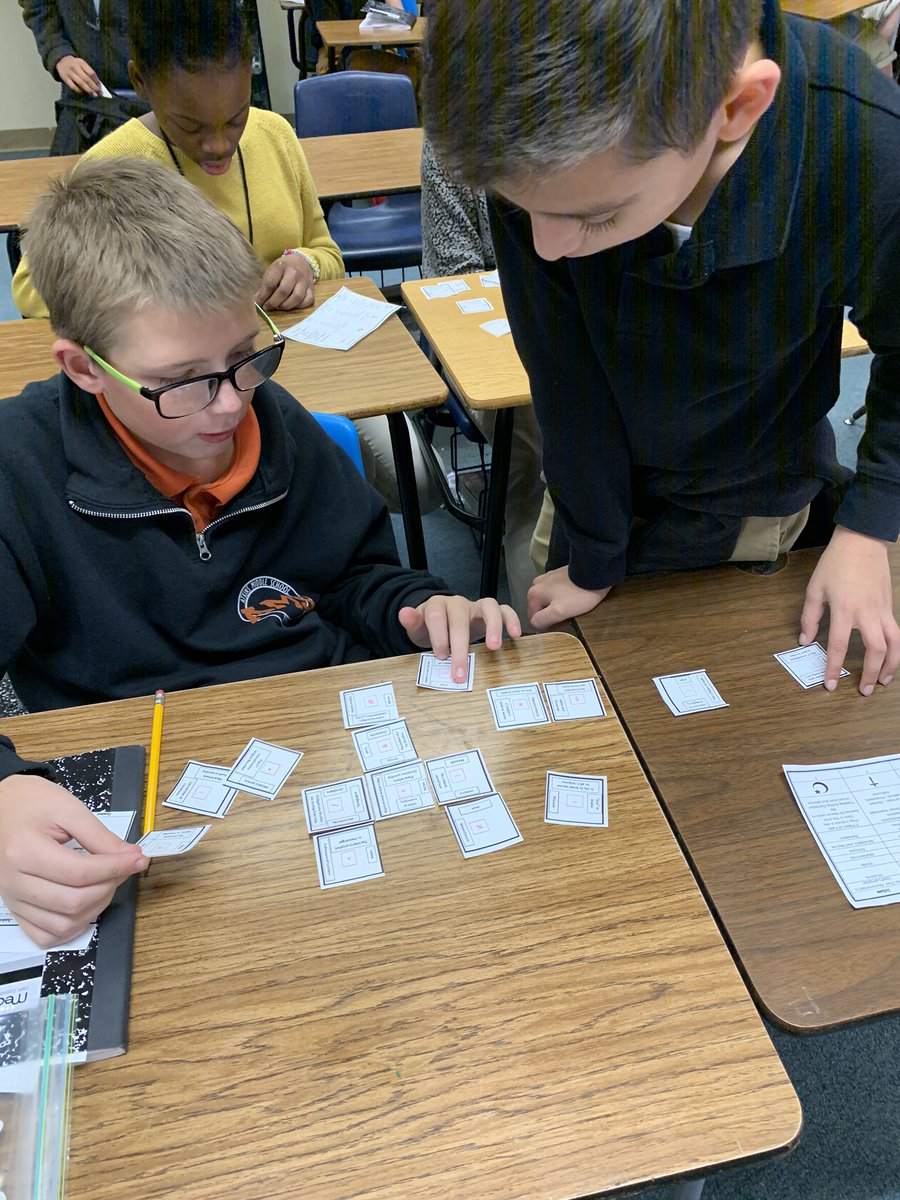 MsElliott_AMS's tweet photo. Engaging experience! We did a vocab puzzle challenge that was both difficult and engaging and that’s a win for me. Each card had vocab on all sides, so they had to match up all around. Completed, it would be a 4x4 square.  #sschat @LISDsstudies @atkinstornado https://t.co/ZzDLhgOztm