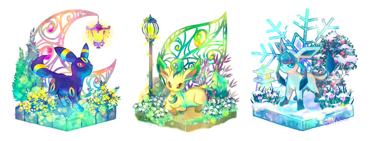 leafeon no humans pokemon (creature) solo flower brown eyes full body grass  illustration images