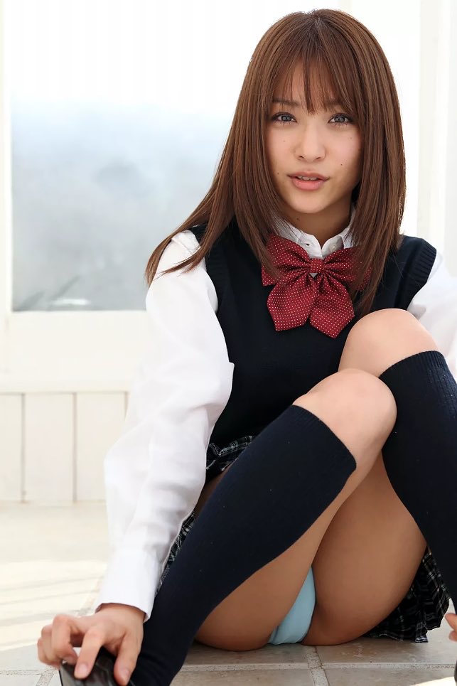 Japanese in school uniform waiting for a masturbation fingers and a vibrator