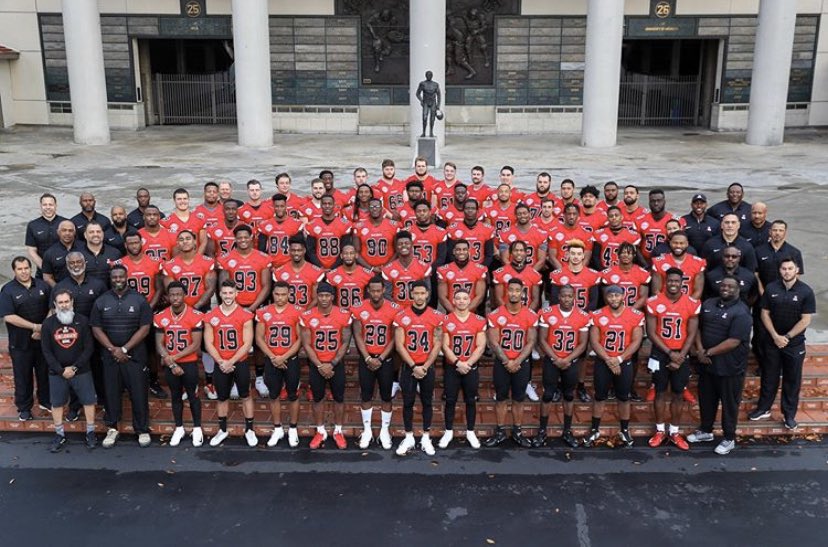 AStateFB's tweet photo. Your National Team Feauring #83 @kirkmerritt33 on the left and the American Team featuring #87 @omar_bayless on the right. 

The @NFLPABowl is tomorow at 6pm on the @nflnetwork 

#WolvesUp https://t.co/qKzH6JDPmu