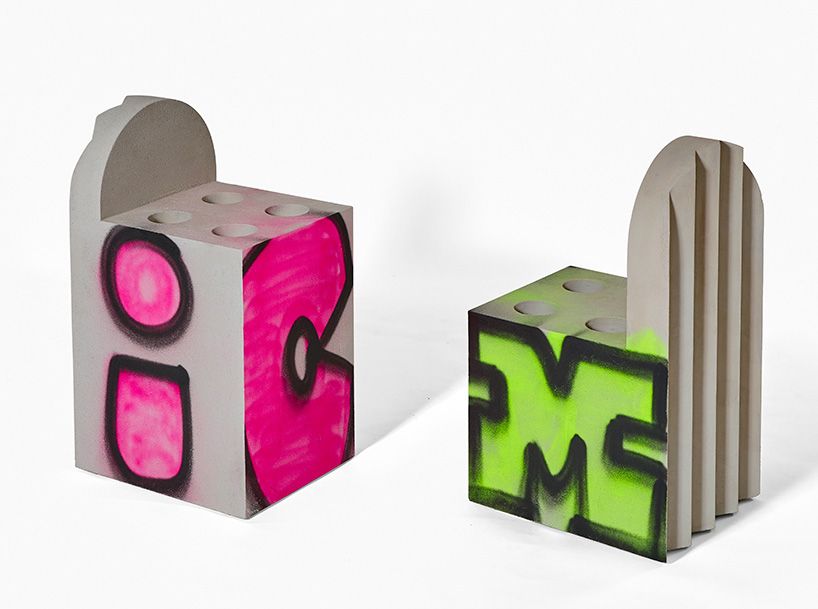 designboom on X: see virgil abloh's graffiti-sprayed, concrete furniture  at galerie kreo   / X