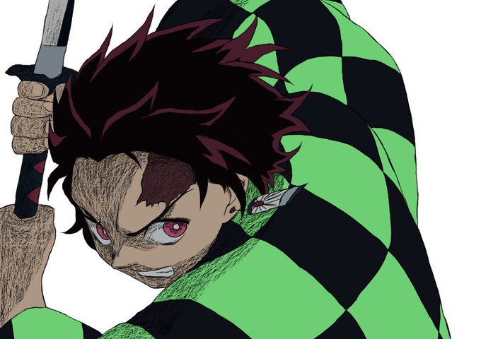 美麗ガムさんがTwitterに投稿した竈門炭治郎(鬼滅の刃)のイラスト。
