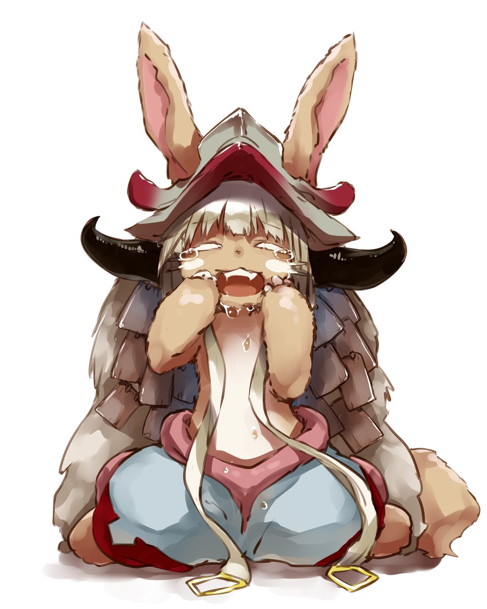 nanachi (made in abyss) furry animal ears 1other solo horns open mouth white background  illustration images