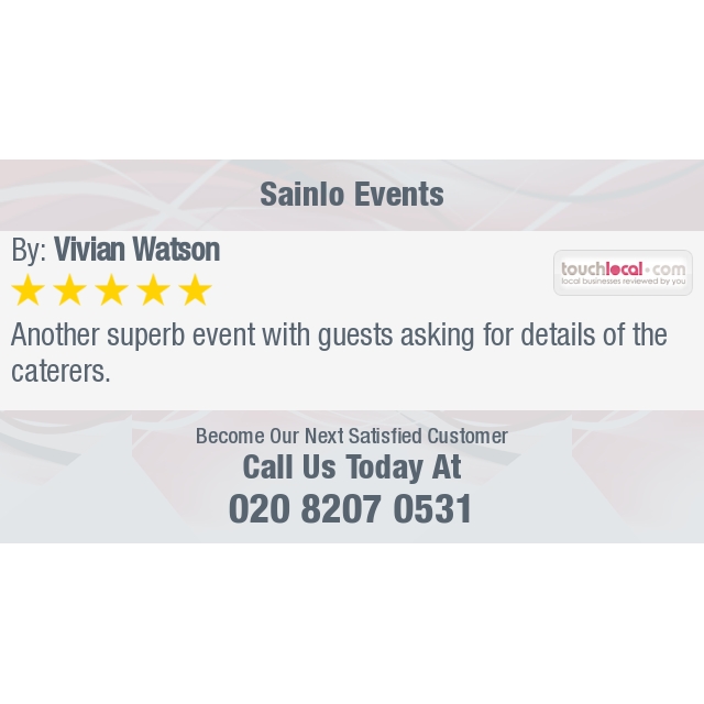 5 Star: Vivian W. "Another superb event with guests asking for details of the caterers." bit.ly/2kULB71