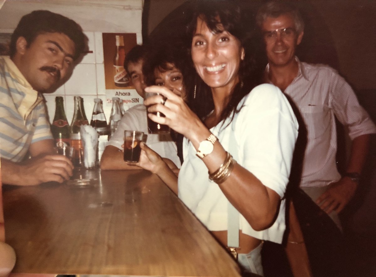 cher's tweet photo. Me &amp; Friend Joey(She’s Hidden)Are In Beautiful 
Arched Basement Of Church In Rhonda Spain. City Built Between 2 Mountains.Jail was in Bridge. 1 Guy Was Caretaker of Church’s Son. In nite They Had Flamenco Singing 
&amp; Dancing. In The Day HOMEMADE🍷SANGRIA.
IT TASTED LIKE PUNCH😱 https://t.co/TMqPMSsmVy