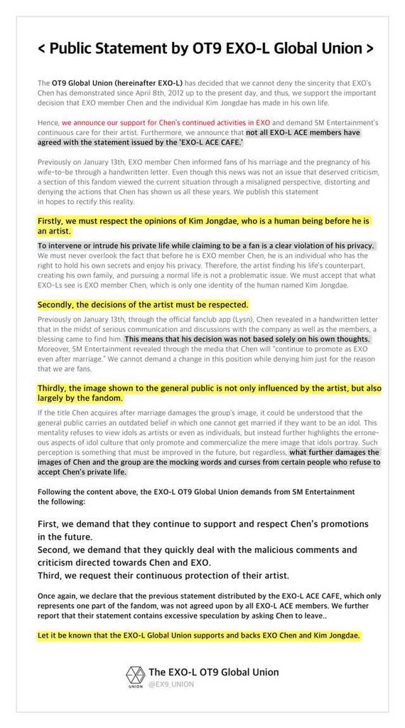 WWEXOL's tweet photo. As EXO-L who unconditionally support all 9 members, this is our official statement.

The opinion of a minority does not represent the entire fandom.

#EXOLStandWith9
#하나란_그_말처럼_엑소9

@SMTOWNGLOBAL @weareoneEXO @Groovechaja

👉🏻 https://t.co/TceoG404ii 👈🏻 https://t.co/q1U5eulh4L