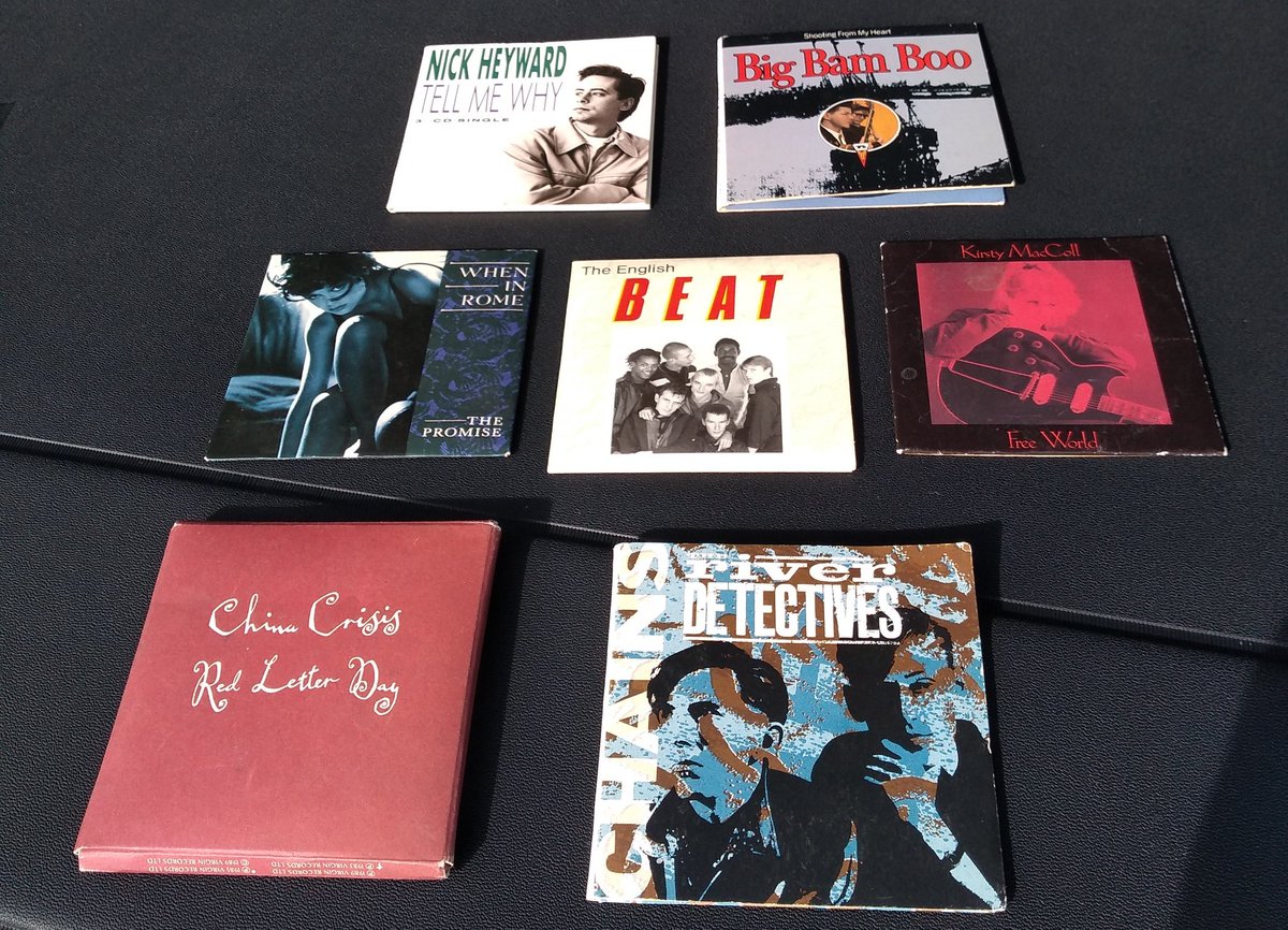 NewThea's tweet photo. What genius came up with the idea of 3" CD singles? Think this is the majority of my wee collection of 'em! @TheEnglishBeat @ChinaCrisisUK @NickHeyward #bigbamboo #wheninrome #kirstymccoll & we can't forget Glasgow's* fabulous short lived #riverdetectives too!
(*Close enough...) https://t.co/bmNrnJE5um