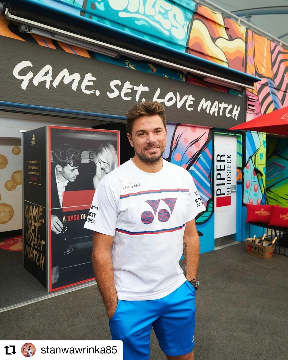 chda7777's tweet photo. Stan: "I am looking forward to celebrating the @AustralianOpen 2020 with my @piper_heidsieck family 🍾. Make sure you check out the hottest spot at Court 3, Piper’s Perfect Match where you and a friend can check your seduction rating! Cheers! #AdvantagePiper #PiperExperience" https://t.co/mzrzQVHvse