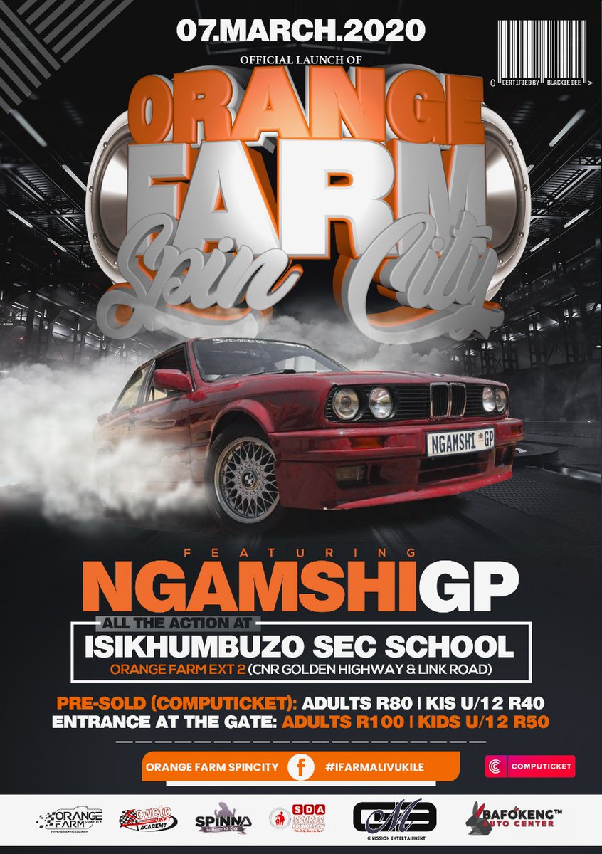 SowetoDriftSA's tweet photo. Something BIG is coming in Orange Farm, which will then become a regular thing as we open a new Car Spinning venue that side. Here are some of the talented Spinners come the official launch on 7 March. #Mporoza535, #MphoFelaE36 &amp; #NgamshiGP @MzansiHive #iFarmaLivukile @djsbu https://t.co/AJFqhP7VfN