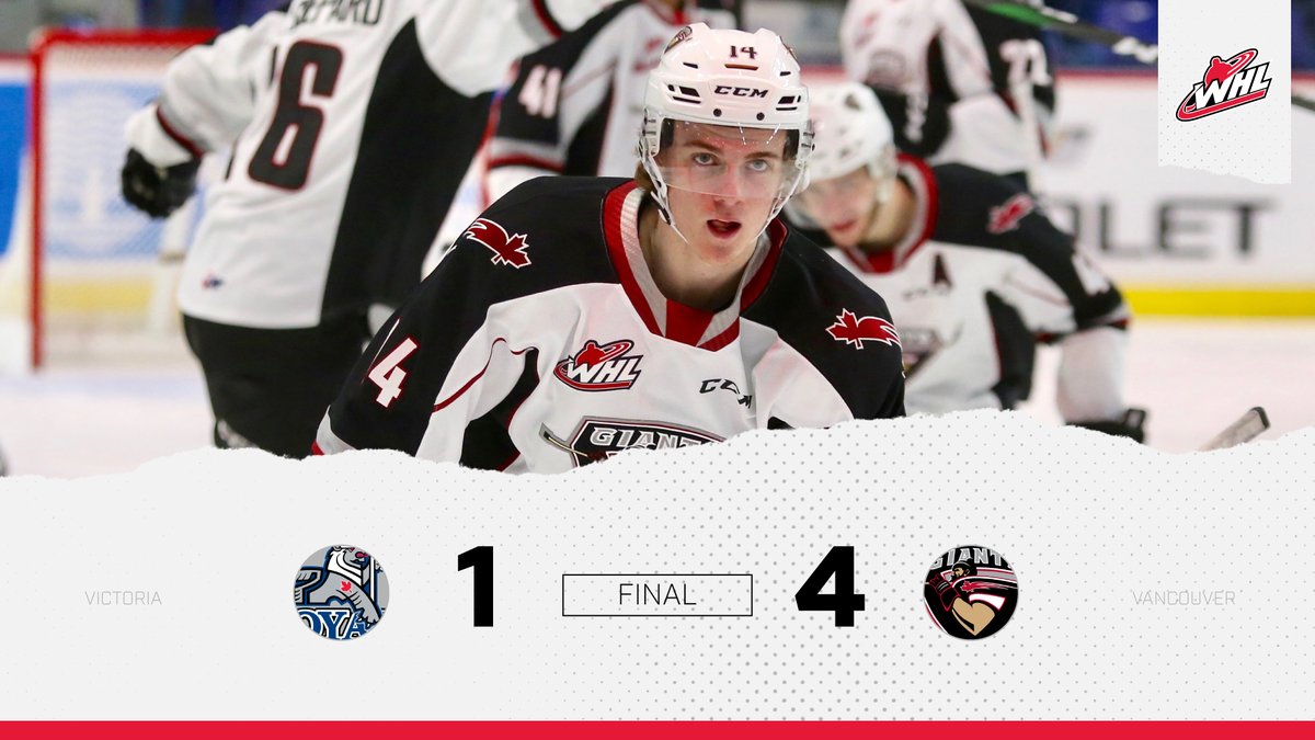 TheWHL's tweet photo. FINAL: @victoriaroyals (1) at @WHLGiants (4)
STATS π | https://t.co/hjv7MWXIOI
#VANvsVIC https://t.co/mfyloAhRPn