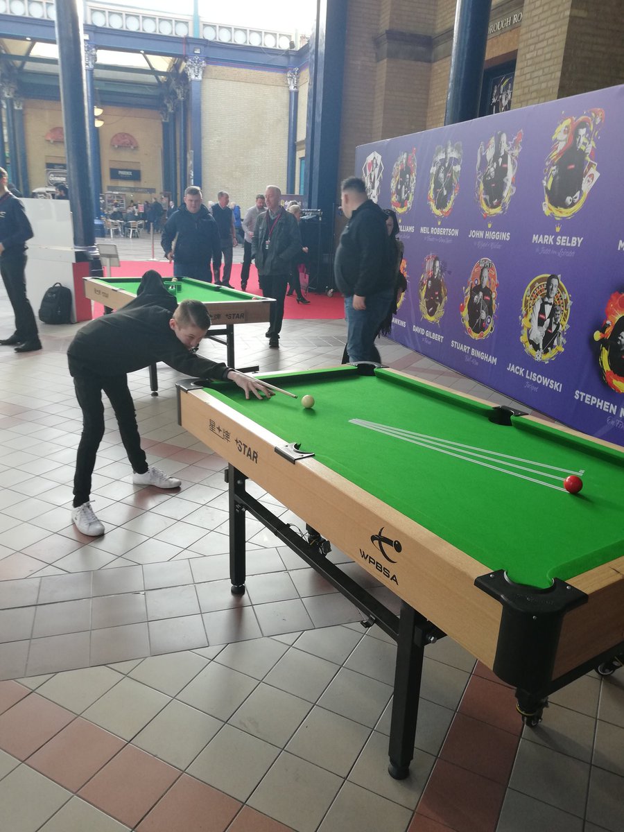 Jobethbastable's tweet photo. At the world snooker masters. One of the young leaders taking a shot. @SportStructures https://t.co/LSm3KdzR8S